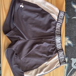 Under Armour Dark Charcoal and pink Athletic Shorts with  Logo Waistband
